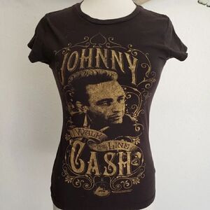 Zion Johnny Cash brown band graphic baby tee